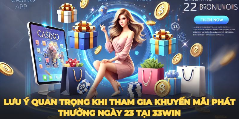 Lưu ý quan trọng khi tham gia khuyến mãi phát thưởng ngày 23 tại 33win